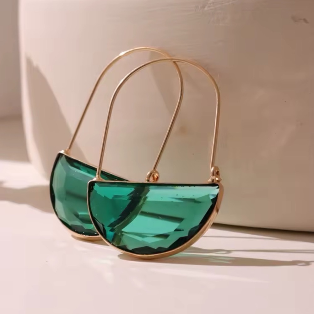 Anthropologie Gold and Green Earrings